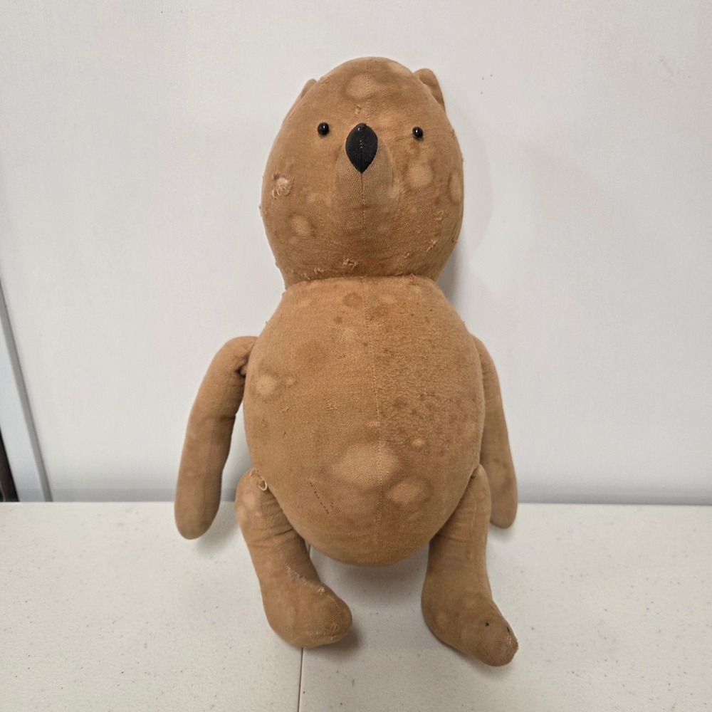 Vintage Winnie the Pooh Brown Stuffed Teddy Bear Antique Style 12 Inch Toy 50s